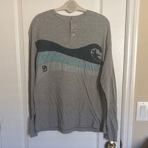 Disney Parks Gray and Blue Mickey Surf Wave Long Sleeve Henley